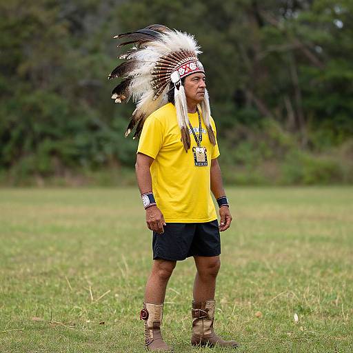 Man in Native American Headdress