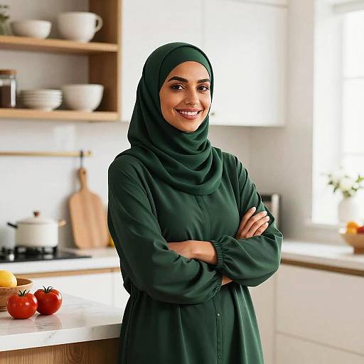 Smiling Woman in Modern Kitchen