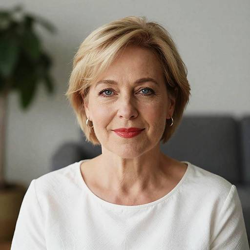 Portrait of a Smiling Middle-Aged Woman