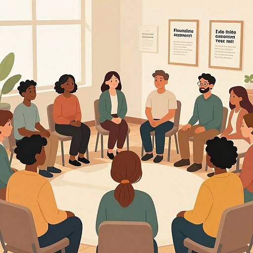 Diverse Group Therapy Session Illustration