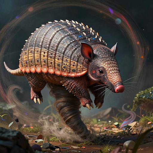 Surreal Majestic Armadillo on Tornado