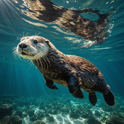 Graceful Sea Otter Underwater Photography