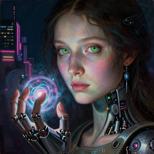 Cyberpunk Mystic Over-the-Shoulder Portrait