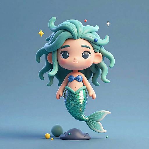Tiny Mermaid in Surreal Oceanic Style