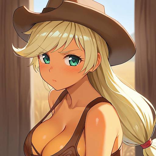 Illustration of Applejack, my little pony in the style of Amog