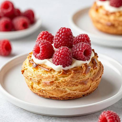 Paris Brest Choux Cake with Raspberries