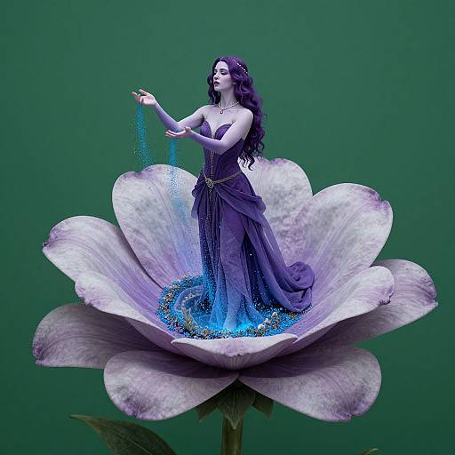 Purple Fae Queen Emerging from Flower