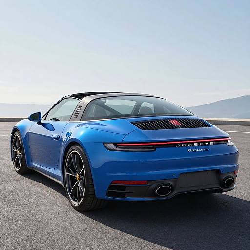 Rear Angle View of Blue Porsche 911