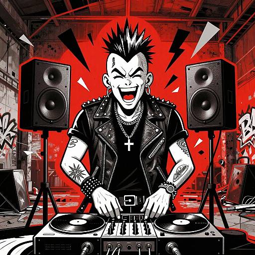 Energetic Punk Rock DJ Illustration