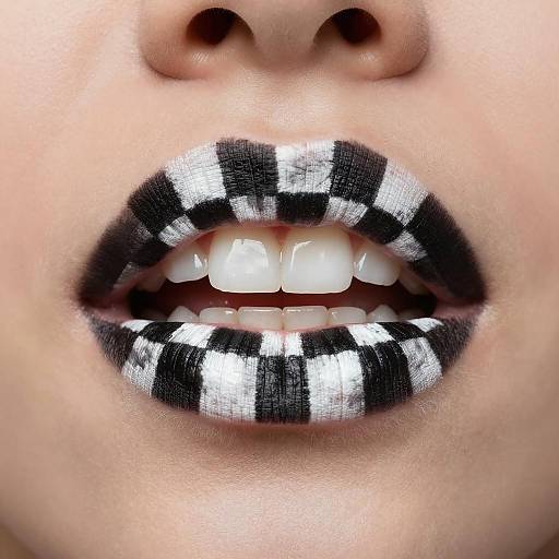Striking Checkerboard Lips Close-Up