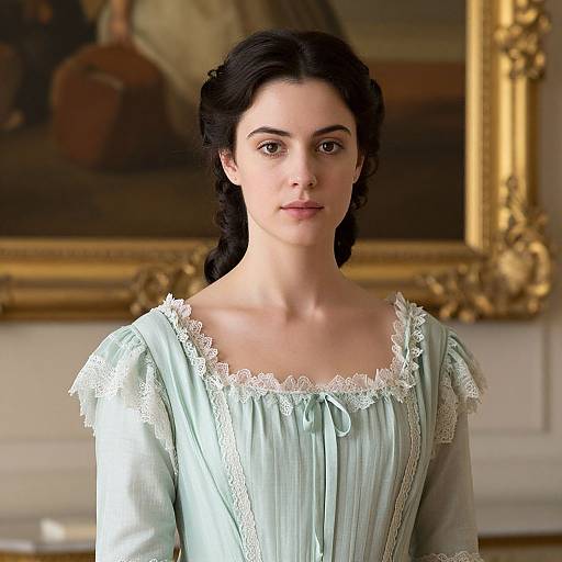 Elegant Regency Woman in Green Dress