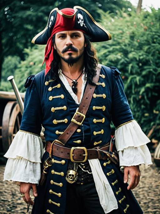Man in Detailed Pirate Costume
