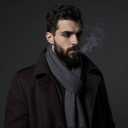 Serious Bearded Man in Smoky Atmosphere