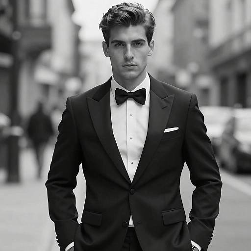 Elegant Black and White Tuxedo Portrait