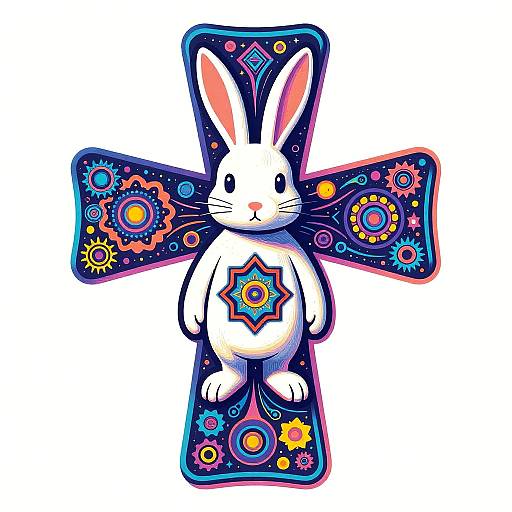 Psychedelic Rabbit Cross Print