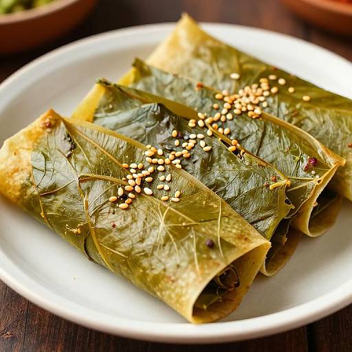 Close-Up of Spiced Patra Rolls