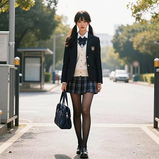 Photorealistic Adult Woman in School Uniform
