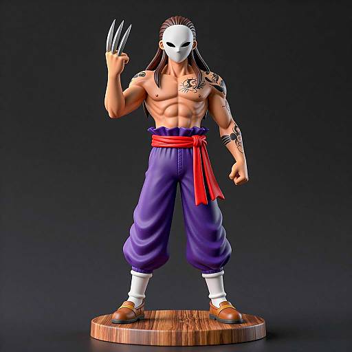 Muscular Anime Character with Mask and Claws