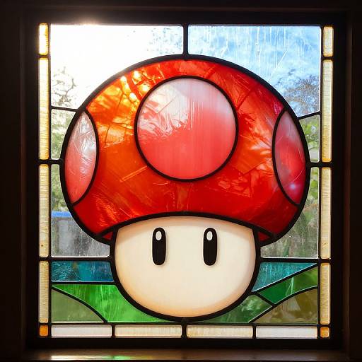 Sunlit Stained Glass Mario Mushroom