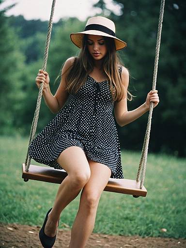 Woman Swinging Outdoors with Dress