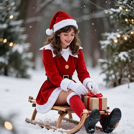 Candid Christmas Elf in Snowy Woodland