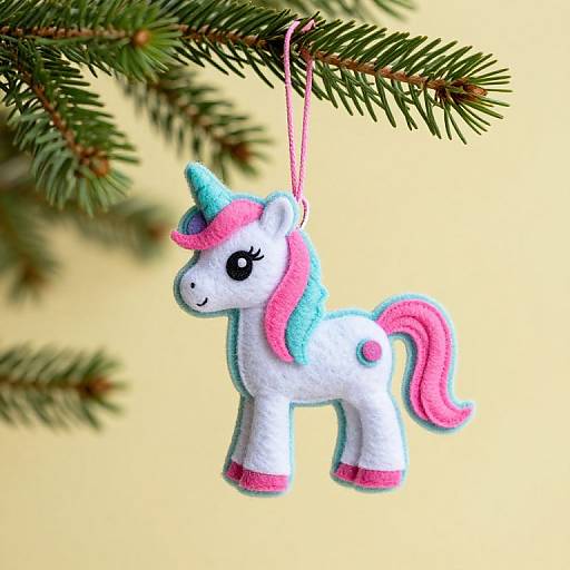 Colorful Felt Unicorn Ornament