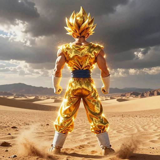 Vegeta Powering Up in Desert