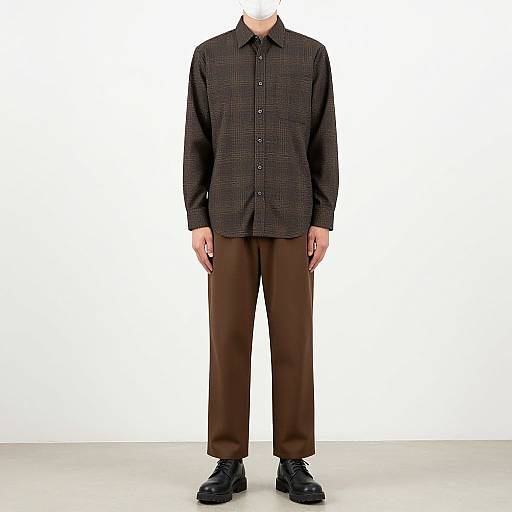 Man in Plaid Shirt with Mask