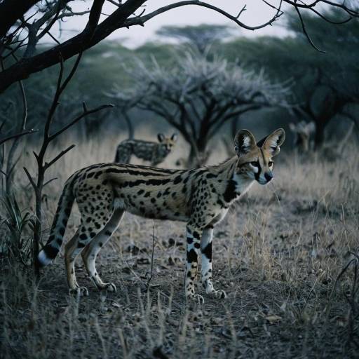 Ethereal Twilight Savannah with Camouflaged Mammals