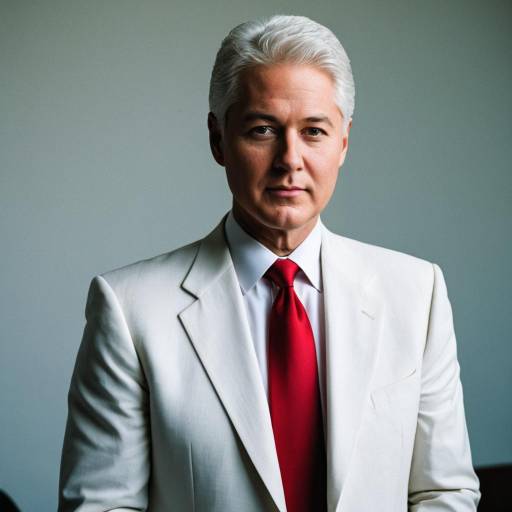 Mature Gentleman in White Suit with Red Tie