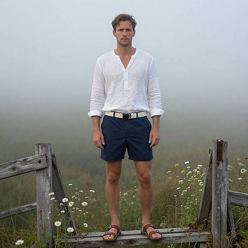 Masculine Man in Foggy Morning Mist