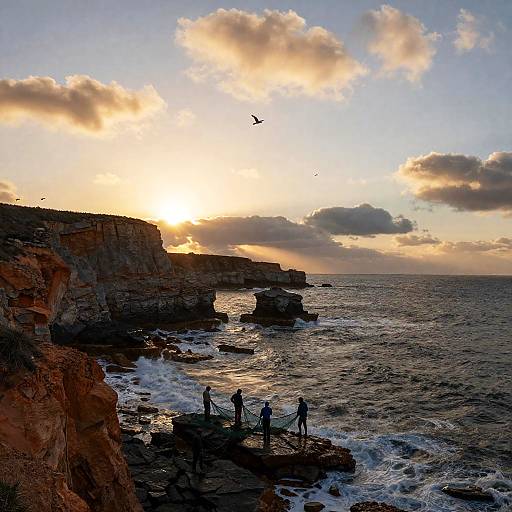 Golden Afternoon on Rugged Coastal Cliffs