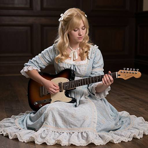 Victorian Woman Playing Electric Guitar