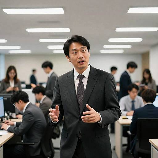 Dynamic Office Scene with Engaged Colleague