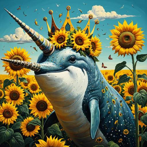 Whimsical Portrait of Nervous Narwhal