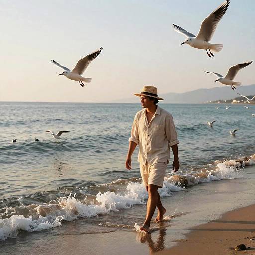 Beachcomber at Sunset by Naji Yanagida