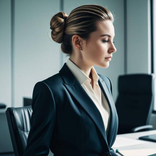 Professional Woman with Chignon Hairstyle in Modern Office