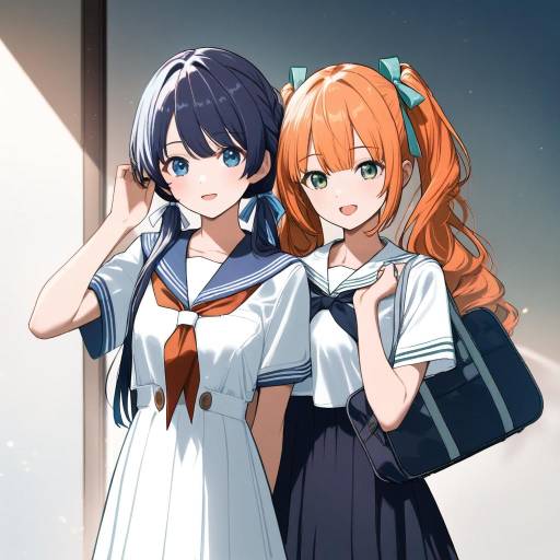 Anime School Girls in Uniforms