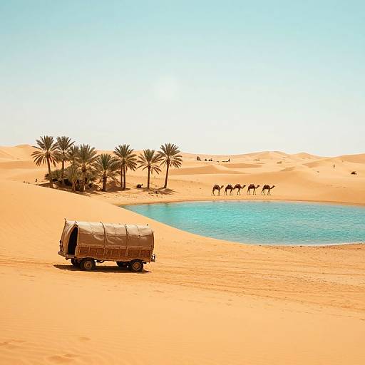 Desert Oasis with Vintage Arabian Caravan