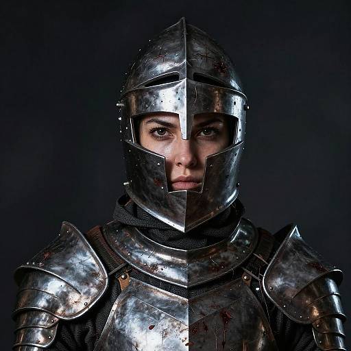 Strong Female Knight Close-Up Portrait