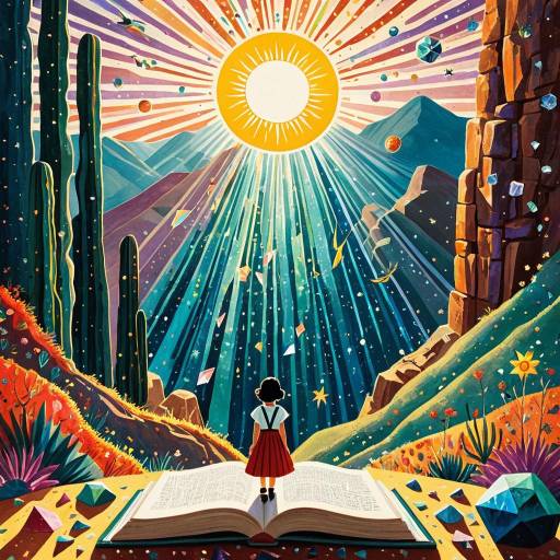 Enchanted Canyon with Girl and Shimmering Sun