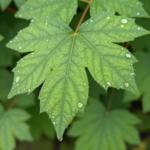 Morning Dew on Green Leaves Macro
