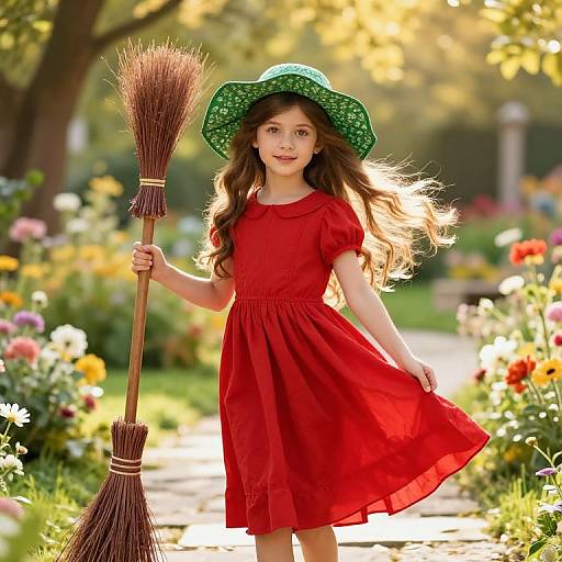 Whimsical Girl in Enchanted Garden