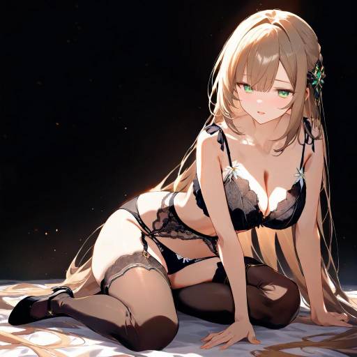Alluring Temptress in Elegant Black Lingerie