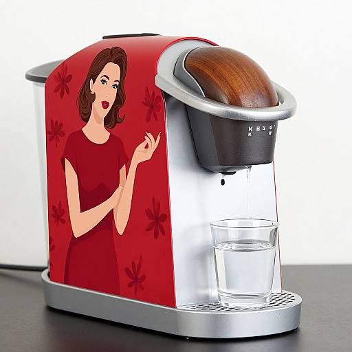 Red Flower Woman Keurig Decal
