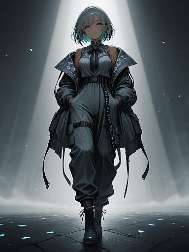 Chic Anime Fashion Editorial in Geometric Print