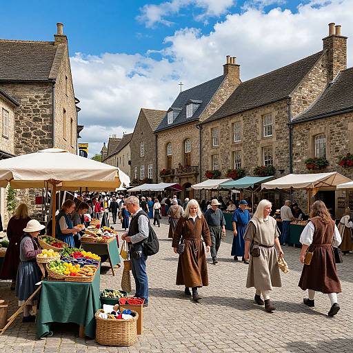 Vibrant Medieval Market Square Scene