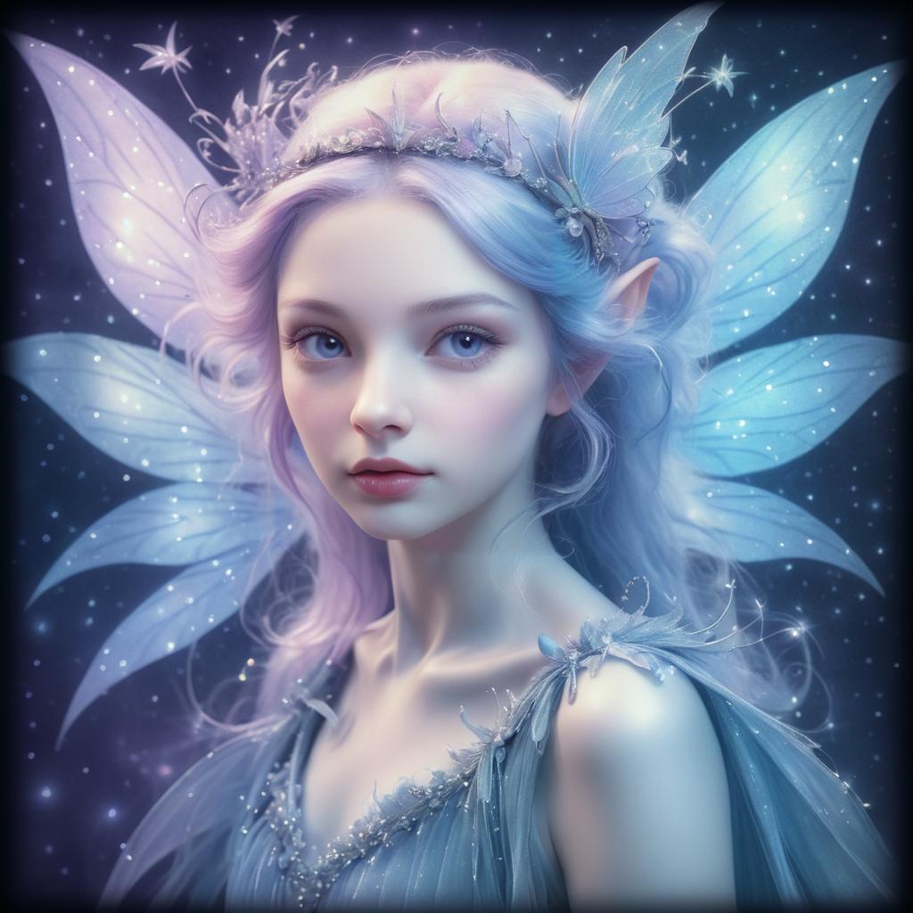 Whimsical Fairy Duotone Portrait Art