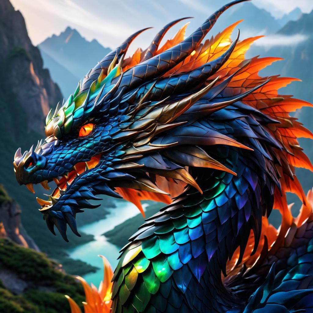 Stunning Dragon in Cinematic Mountain Scene