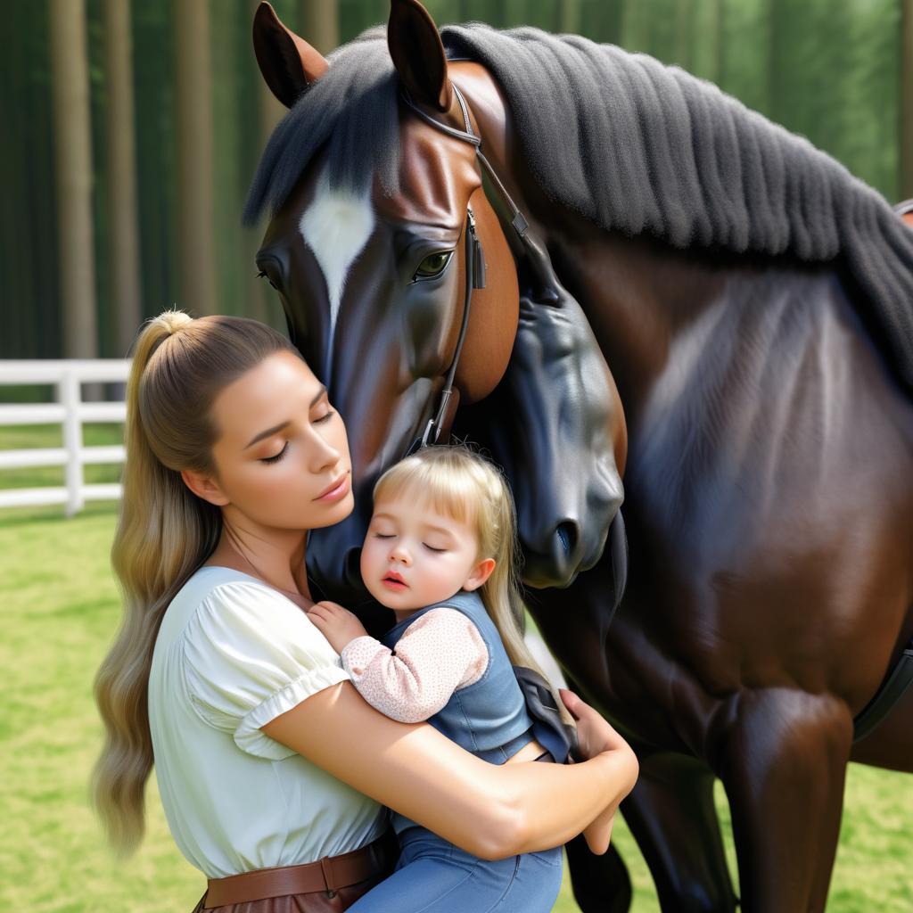 Tender Embrace: Woman and Horse Bond